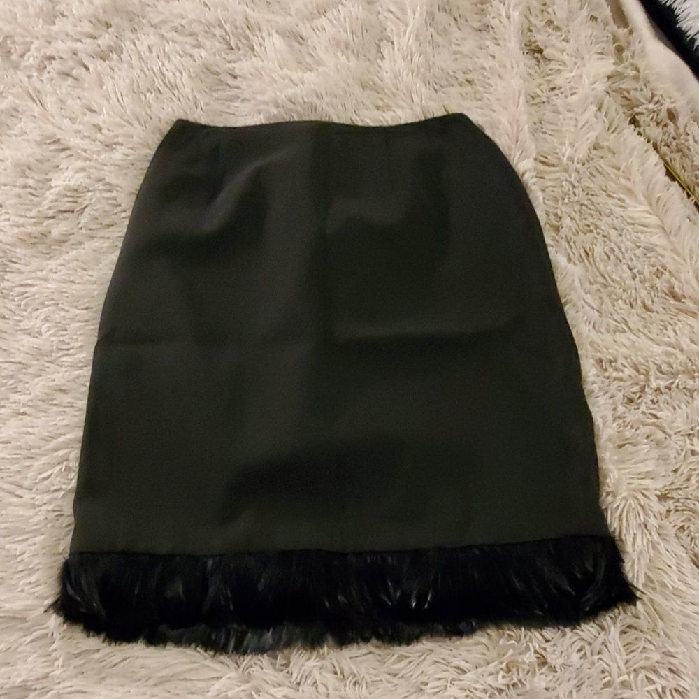 Fun black pencil skirt with feather lined bottom